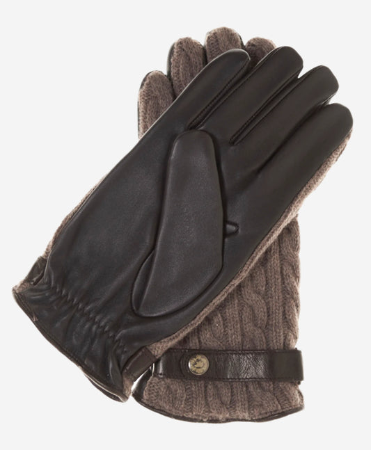 CC3510 (brown) - Men's Italian Cable Knit Cashmere and Leather Winter Gloves - Leather Gloves Online - Luxury Leather Gloves - 2