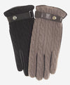 CC3510 (brown) - Men's Italian Cable Knit Cashmere and Leather Winter Gloves - Leather Gloves Online - Luxury Leather Gloves - 1