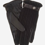 CC3510 (black) - Men's Italian Cable Knit Cashmere and Leather Winter Gloves - Leather Gloves Online - Luxury Leather Gloves - 1