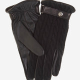 CC3510 (black) - Men's Italian Cable Knit Cashmere and Leather Winter Gloves - Leather Gloves Online - Luxury Leather Gloves - 1