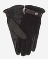 CC3510 (black) - Men's Italian Cable Knit Cashmere and Leather Winter Gloves - Leather Gloves Online - Luxury Leather Gloves - 1