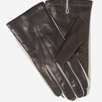 CC3592 (black) - Men's Italian Leather Gloves with Two-Tone Contrast Colors - Leather Gloves Online - Luxury Leather Gloves - 1