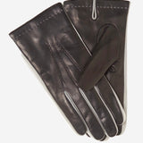 CC3592 (black) - Men's Italian Leather Gloves with Two-Tone Contrast Colors - Leather Gloves Online - Luxury Leather Gloves - 1