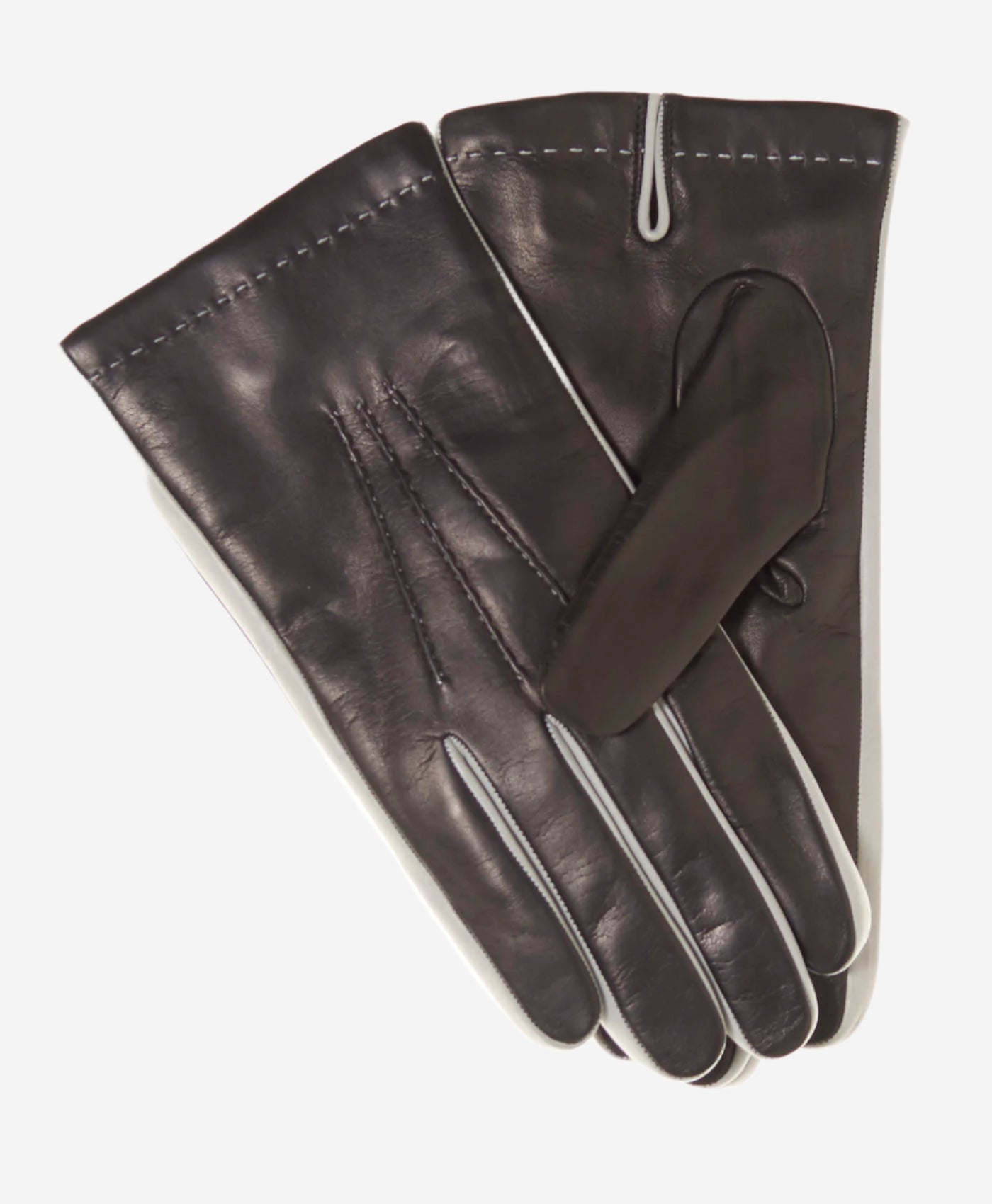 CC3592 (black) - Men's Italian Leather Gloves with Two-Tone Contrast Colors - Leather Gloves Online - Luxury Leather Gloves - 1
