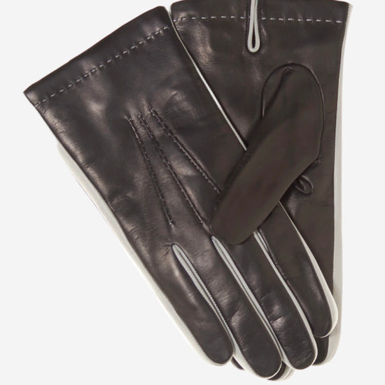 CC3592 (black) - Men's Italian Leather Gloves with Two-Tone Contrast Colors - Leather Gloves Online - Luxury Leather Gloves - 1