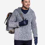 CC3592 (blue) - Men's Italian Leather Gloves with Two-Tone Contrast Colors - Leather Gloves Online - Luxury Leather Gloves - 2