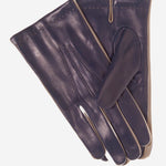 CC3592 (blue) - Men's Italian Leather Gloves with Two-Tone Contrast Colors - Leather Gloves Online - Luxury Leather Gloves - 1