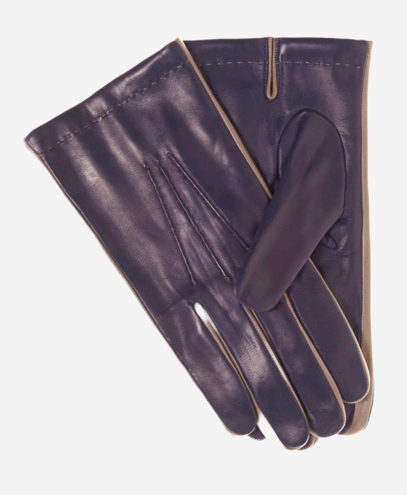 CC3592 (blue) - Men's Italian Leather Gloves with Two-Tone Contrast Colors - Leather Gloves Online - Luxury Leather Gloves - 1