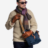 CC3592 (brown) - Men's Italian Leather Gloves with Two-Tone Contrast Colors - Leather Gloves Online - Luxury Leather Gloves - 2