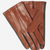 CC3592 (brown) - Men's Italian Leather Gloves with Two-Tone Contrast Colors - Leather Gloves Online - Luxury Leather Gloves - 1
