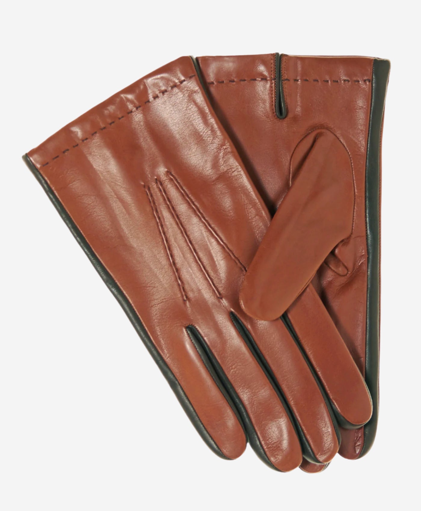 CC3592 (brown) - Men's Italian Leather Gloves with Two-Tone Contrast Colors - Leather Gloves Online - Luxury Leather Gloves - 1