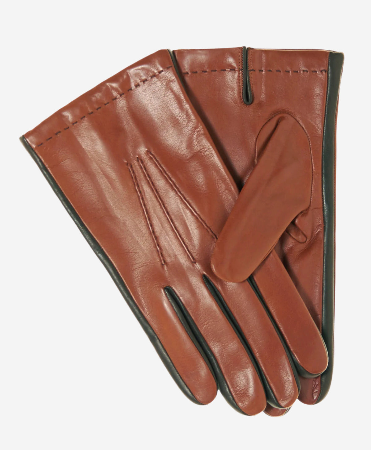 CC3592 (brown) - Men's Italian Leather Gloves with Two-Tone Contrast Colors - Leather Gloves Online - Luxury Leather Gloves - 1