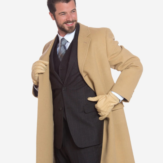 CC3630 (natural) - Men's Handsewn Italian Cashmere Lined Nubuck Gloves - Leather Gloves Online - Luxury Leather Gloves - 2