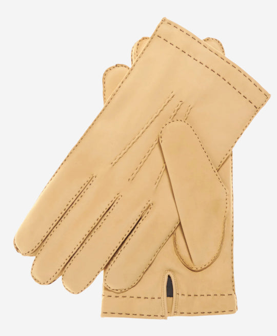 CC3630 (natural) - Men’s handsewn Italian cashmere lined nubuck gloves