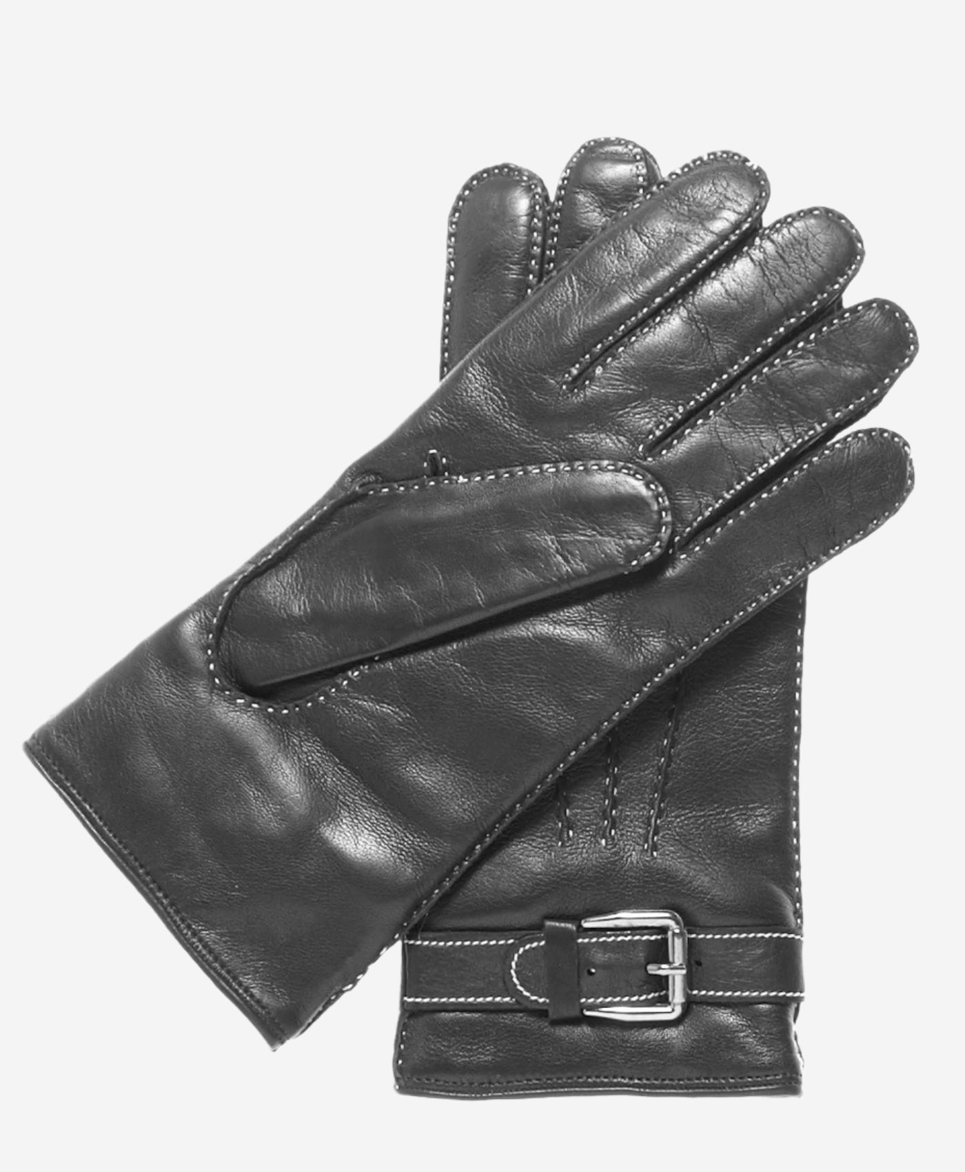 CC3905 (black) - Men's Italian Cashmere Lined Leather Gloves With Shearling Cuff - Leather Gloves Online - Luxury Leather Gloves - 3