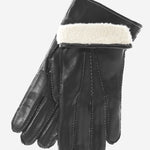 CC3905 (black) - Men's Italian Cashmere Lined Leather Gloves With Shearling Cuff - Leather Gloves Online - Luxury Leather Gloves - 2