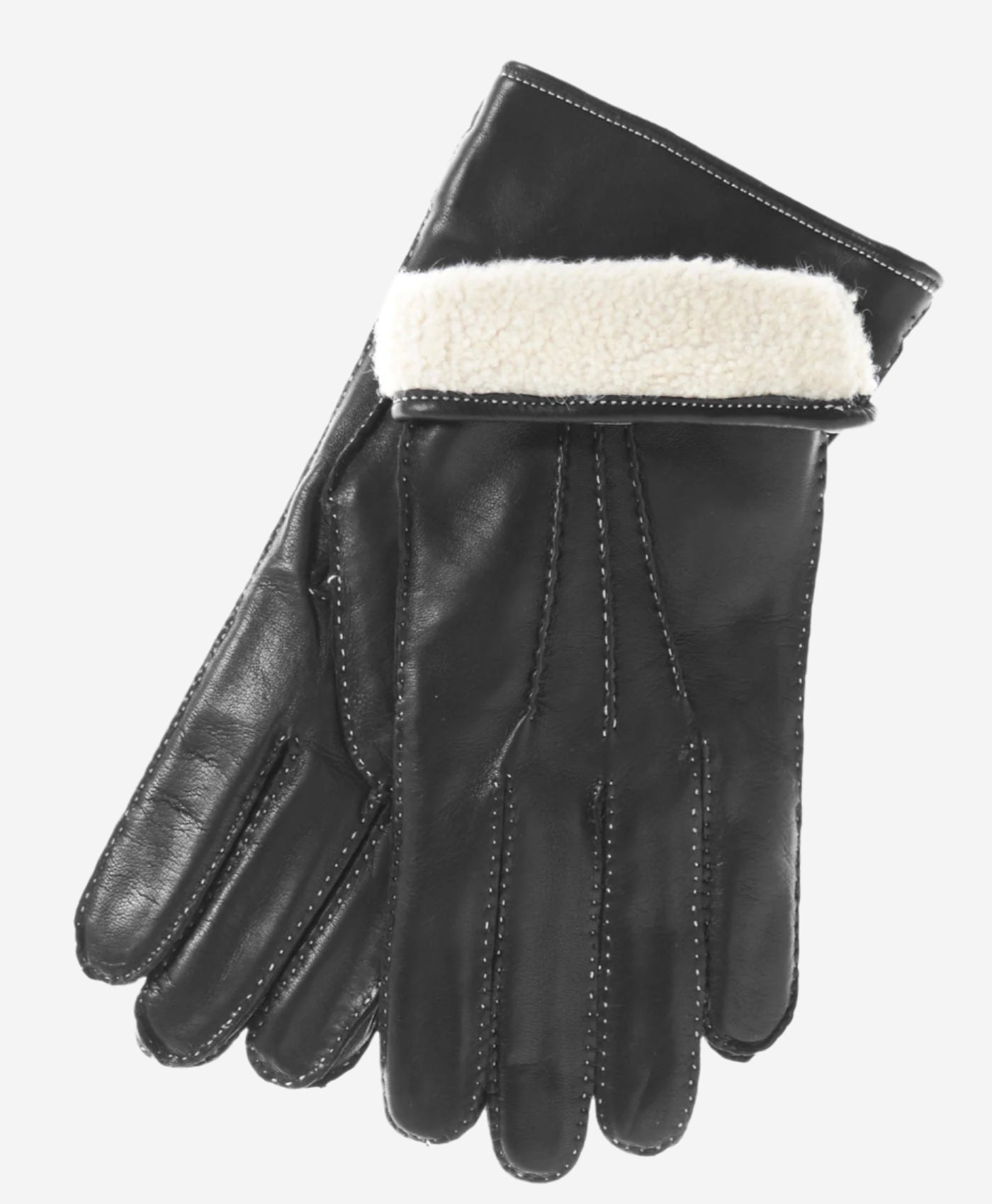 CC3905 (black) - Men's Italian Cashmere Lined Leather Gloves With Shearling Cuff - Leather Gloves Online - Luxury Leather Gloves - 2