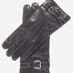 CC3905 (black) - Men's Italian Cashmere Lined Leather Gloves With Shearling Cuff - Leather Gloves Online - Luxury Leather Gloves - 1