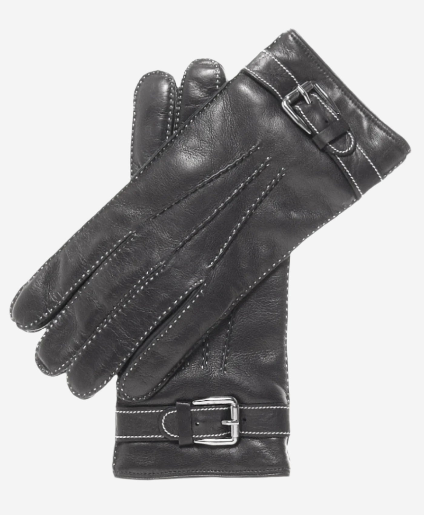 CC3905 (black) - Men's Italian Cashmere Lined Leather Gloves With Shearling Cuff - Leather Gloves Online - Luxury Leather Gloves - 1