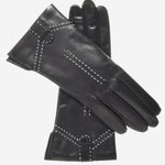 CC4005 (black) - Women's Italian Cashmere Lined Leather Gloves with Decorative Stitching - Leather Gloves Online - Luxury Leather Gloves - 1