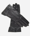 CC4005 (black) - Women's Italian Cashmere Lined Leather Gloves with Decorative Stitching - Leather Gloves Online - Luxury Leather Gloves - 1