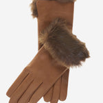 CC4009 (camel) - Women's Italian Rabbit Fur Cuff Winter Leather Gloves - Leather Gloves Online - Luxury Leather Gloves - 2