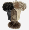 CC4066 (black) - Women’s Italian fox fur cuff cashmere lined leather gloves