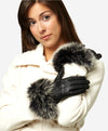 CC4066 (black) - Women's Italian Fox Fur Cuff Cashmere Lined Leather Gloves - Leather Gloves Online - Luxury Leather Gloves - 3