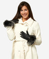 CC4066 (black) - Women's Italian Fox Fur Cuff Cashmere Lined Leather Gloves - Leather Gloves Online - Luxury Leather Gloves - 4
