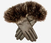 CC4066 (brown) - Women's Italian Fox Fur Cuff Cashmere Lined Leather Gloves - Leather Gloves Online - Luxury Leather Gloves - 1