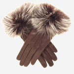 CC4066 (brown) - Women's Italian Fox Fur Cuff Cashmere Lined Leather Gloves - Leather Gloves Online - Luxury Leather Gloves - 2