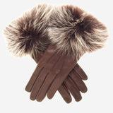 CC4066 (brown) - Women's Italian Fox Fur Cuff Cashmere Lined Leather Gloves - Leather Gloves Online - Luxury Leather Gloves - 2