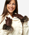 CC4066 (brown) - Women's Italian Fox Fur Cuff Cashmere Lined Leather Gloves - Leather Gloves Online - Luxury Leather Gloves - 3