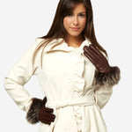 CC4066 (brown) - Women's Italian Fox Fur Cuff Cashmere Lined Leather Gloves - Leather Gloves Online - Luxury Leather Gloves - 4