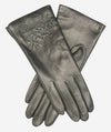 CC4101 (black) - Women's Italian Cashmere Lined Leather Gloves with Floral Accents - Leather Gloves Online - Luxury Leather Gloves - 1