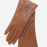 CC4101 (brown) - Women's Italian Cashmere Lined Leather Gloves with Floral Accents - Leather Gloves Online - Luxury Leather Gloves - 2