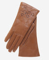 CC4101 (brown) - Women's Italian Cashmere Lined Leather Gloves with Floral Accents - Leather Gloves Online - Luxury Leather Gloves - 2