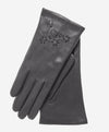 CC4101 (charcoal) - Women's Italian Cashmere Lined Leather Gloves with Floral Accents - Leather Gloves Online - Luxury Leather Gloves - 2