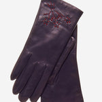 CC4101 (navy) - Women's Italian Cashmere Lined Leather Gloves with Floral Accents - Leather Gloves Online - Luxury Leather Gloves - 2