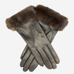 CC4127 (black) - Women's Italian Cashmere Lined 4-Button Length Gloves with Mink Cuff - Leather Gloves Online - Luxury Leather Gloves - 2