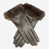 CC4127 (black) - Women's Italian Cashmere Lined 4-Button Length Gloves with Mink Cuff - Leather Gloves Online - Luxury Leather Gloves - 2