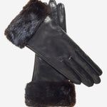 CC4127 (black) - Women's Italian Cashmere Lined 4-Button Length Gloves with Mink Cuff - Leather Gloves Online - Luxury Leather Gloves - 1
