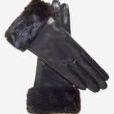 CC4127 (black) - Women's Italian Cashmere Lined 4-Button Length Gloves with Mink Cuff - Leather Gloves Online - Luxury Leather Gloves - 1