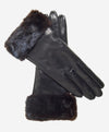 CC4127 (black) - Women's Italian Cashmere Lined 4-Button Length Gloves with Mink Cuff - Leather Gloves Online - Luxury Leather Gloves - 1