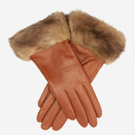 CC4127 (brown) - Women's Italian Cashmere Lined 4-Button Length Gloves with Mink Cuff - Leather Gloves Online - Luxury Leather Gloves - 1