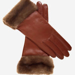 CC4127 (brown) - Women's Italian Cashmere Lined 4-Button Length Gloves with Mink Cuff - Leather Gloves Online - Luxury Leather Gloves - 2