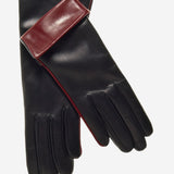 CC4141 (black) - Women's Cashmere Lined Leather Gloves with Contrast Cuff