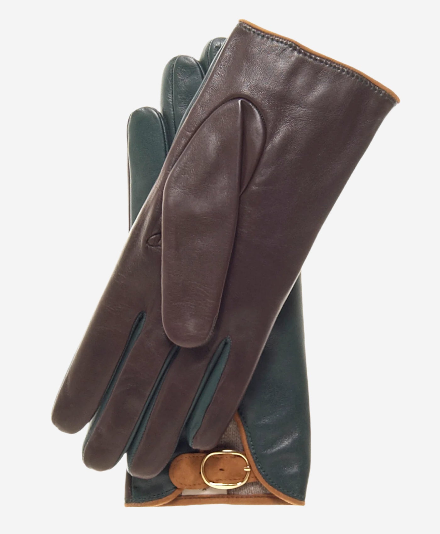 CC4160 (forest/brown) Women's Cashmere Lined Leather Gloves with Buckle - Leather Gloves Online - Luxury Leather Gloves - 3