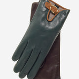CC4160 (forest/brown) Women's Cashmere Lined Leather Gloves with Buckle - Leather Gloves Online - Luxury Leather Gloves - 2