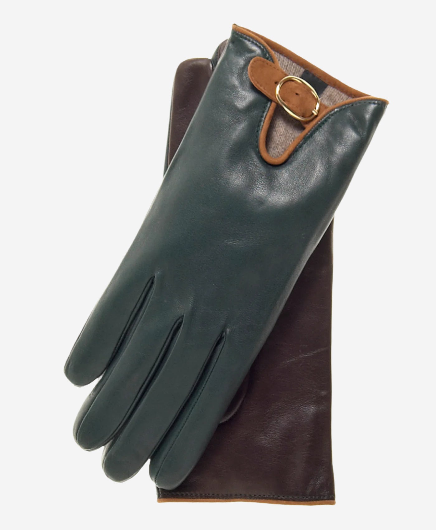 CC4160 (forest/brown) Women's Cashmere Lined Leather Gloves with Buckle - Leather Gloves Online - Luxury Leather Gloves - 2